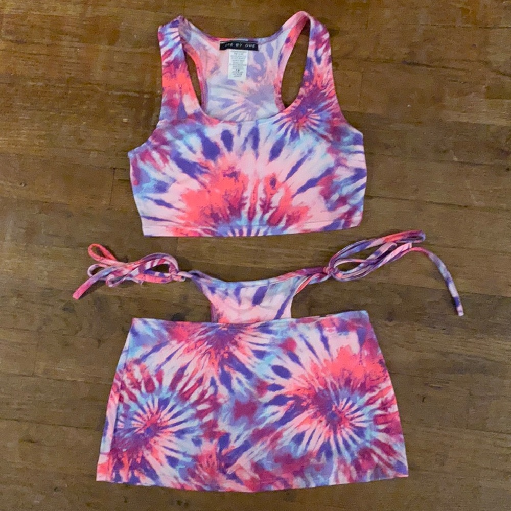 tie dye tank & skirt set